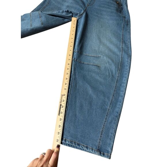 NEW Qazel Vorrlon Denim Overalls Barrel Wide Leg size M Blue - Picture 7 of 11